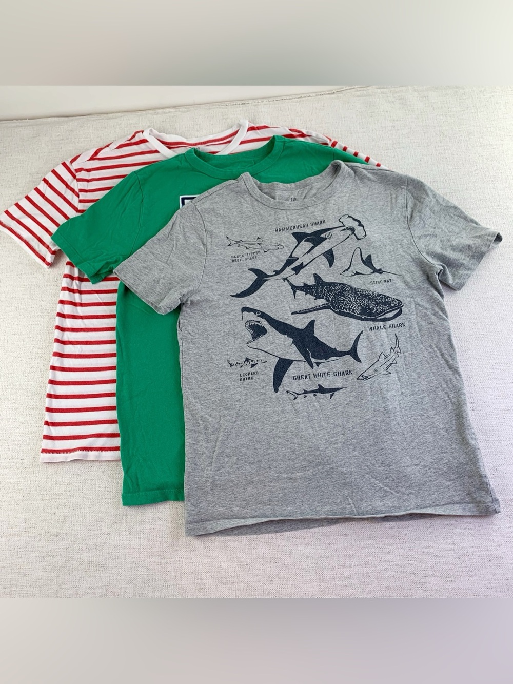 Gap boy's set of 3 short sleeve striped graphic tee crew neck size XL